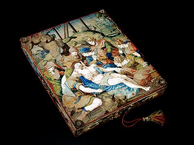 Bestickte Truhe mit der Kreuzabnahme (Wolle & Seide) von French School